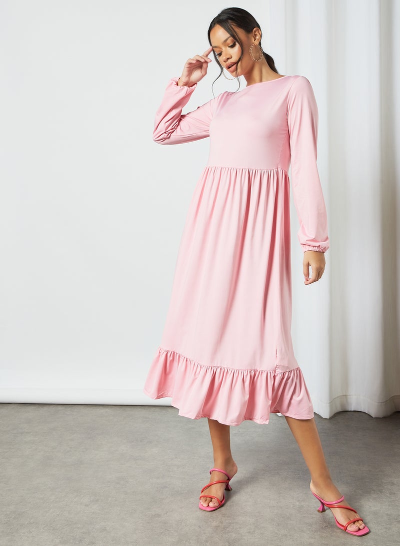 Sivvi x D'Atelier - Gathered Hem Midi Dress Pink - Image 1
