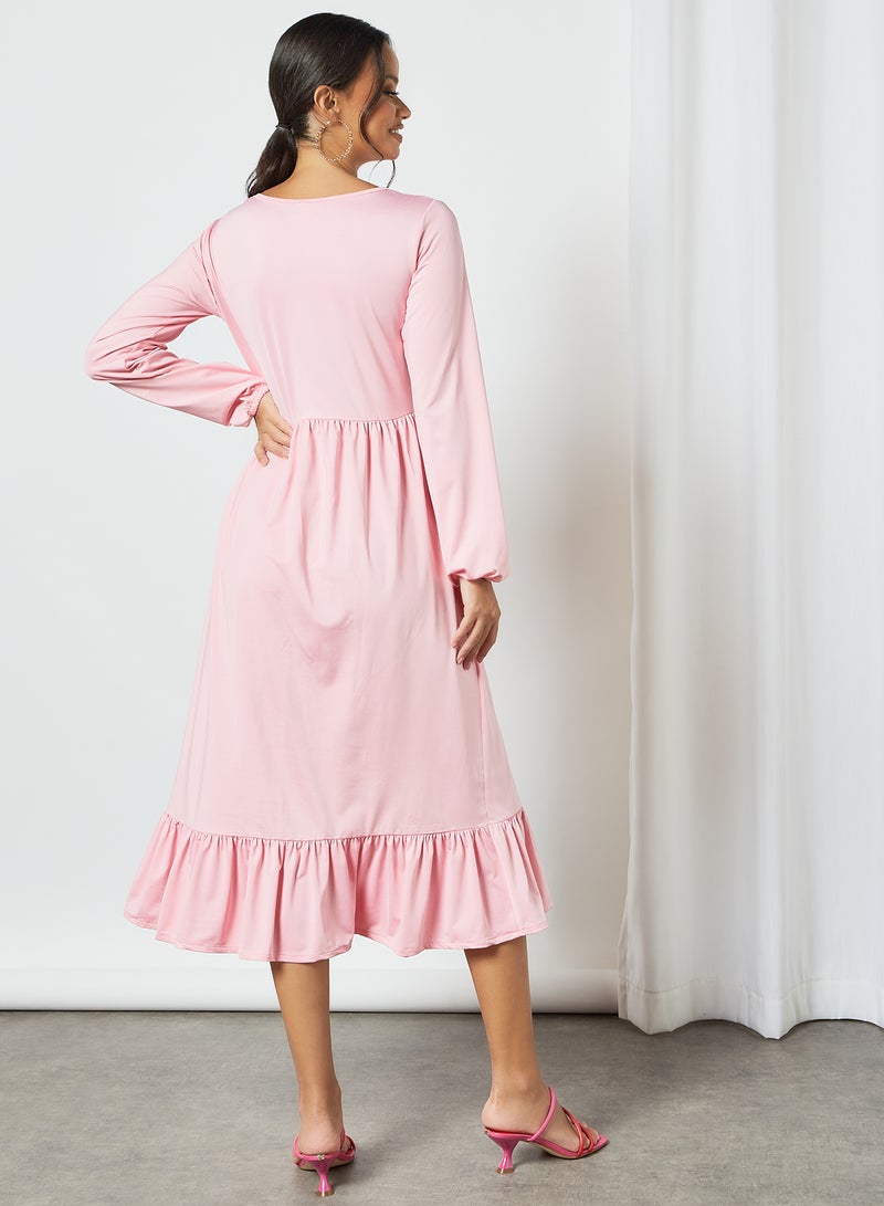Sivvi x D'Atelier - Gathered Hem Midi Dress Pink - Image 1