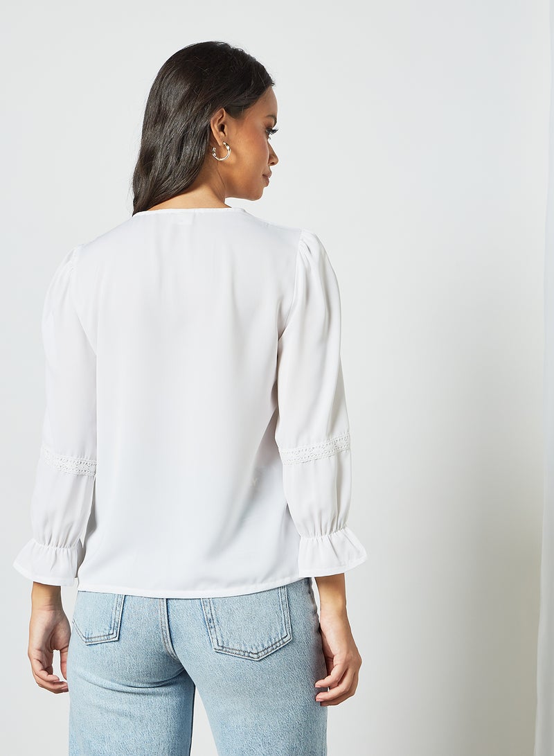 Sivvi x D'Atelier - Long Sleeve Ruffle Blouse White - Image 1