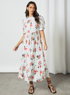 Sivvi x D'Atelier Floral Puff Sleeve Dress White  - Image 3