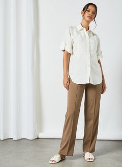 Sivvi x D'Atelier Dart Detail Tailored Trousers Brown  - Image 2
