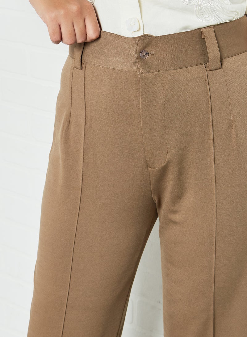 Sivvi x D'Atelier Dart Detail Tailored Trousers Brown  - Image 4