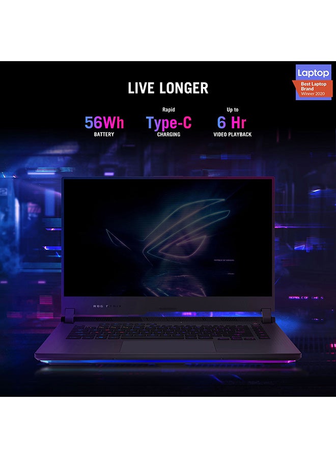 ROG Strix G15 G513QE-HN029T With 15.6’’ FHD Display, 8Core AMD Ryzen 5 5600H CPU 3.3GHz/ 16GB RAM/ 512GB SSD/ Nvidia GeForce RTX 3050Ti/ 4GB GDDR6/ Win10/ Backlit-Eng-Arb-KB English/Arabic Eclipse Gray