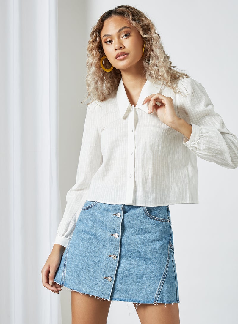 Pimkie Boxy Striped Shirt White  - Image 1