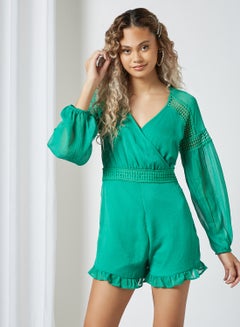 Pimkie Ruffle Trim Playsuit Green  - Image 1