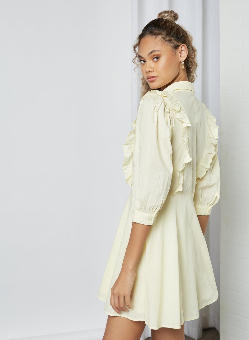 Pimkie - Ruffle Detailed Mini Dress Yellow - Image 1