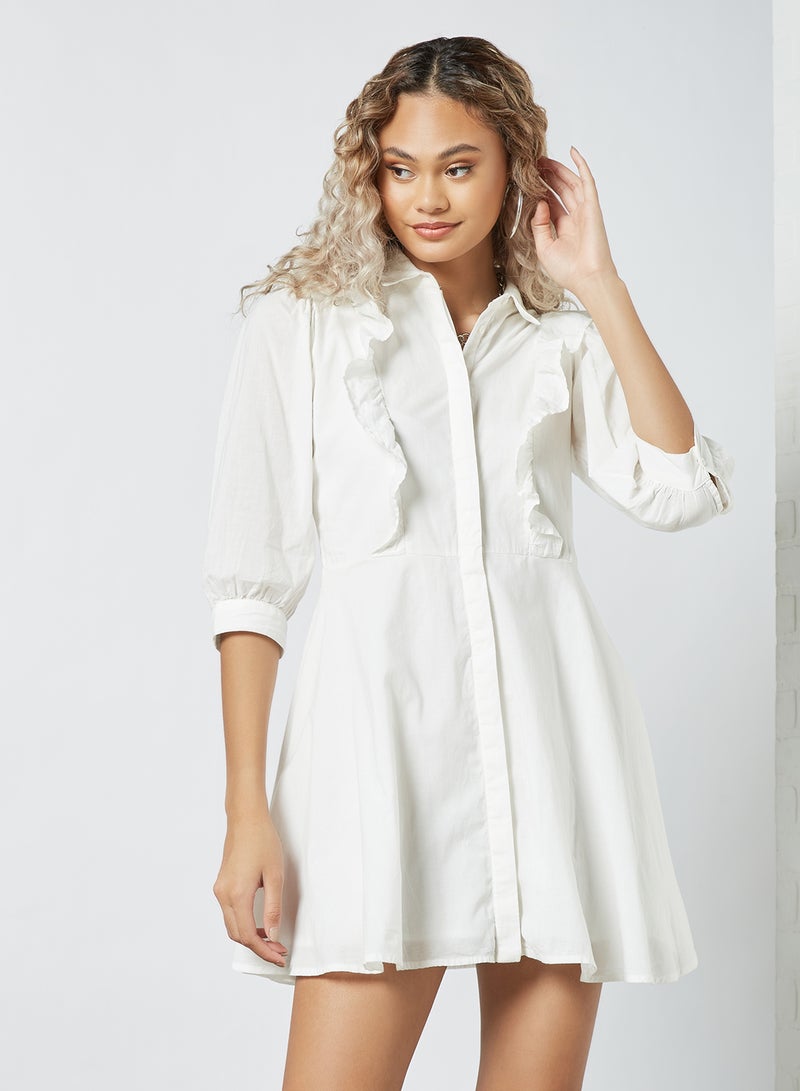 Pimkie - Ruffle Detailed Mini Dress White - Image 1