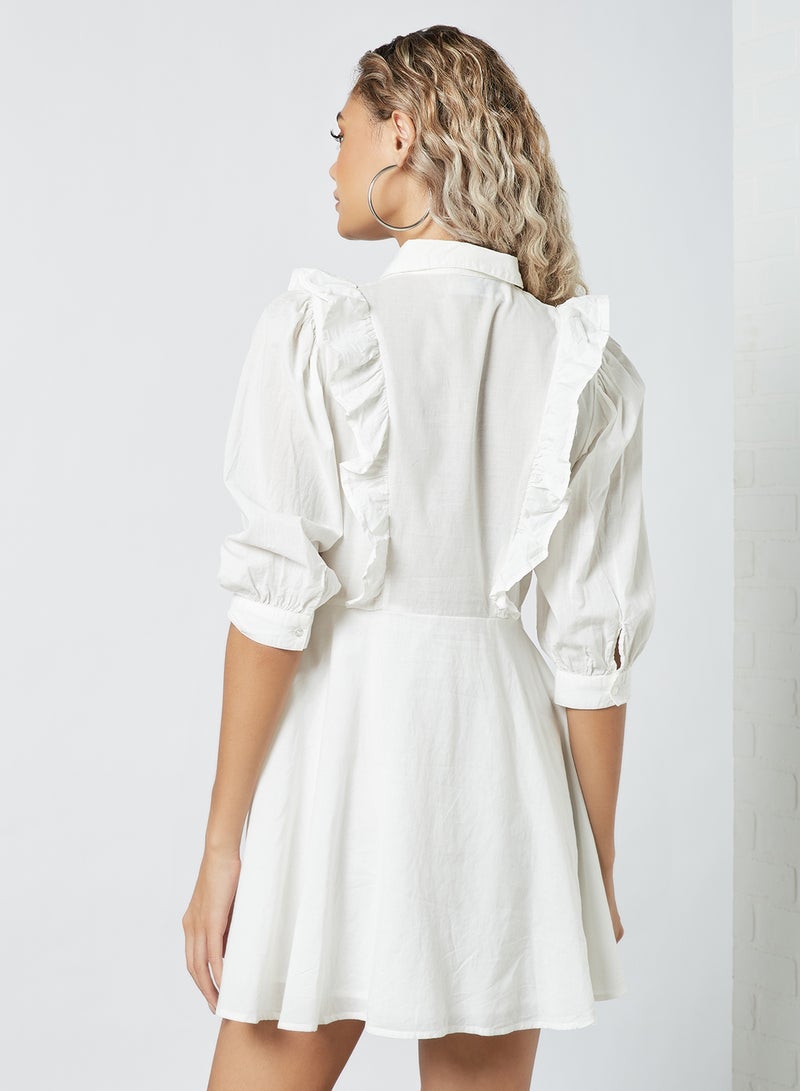 Pimkie - Ruffle Detailed Mini Dress White - Image 1