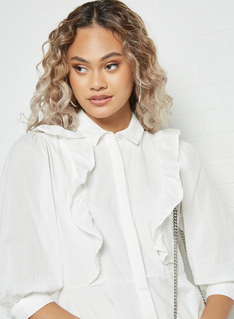 Pimkie - Ruffle Detailed Mini Dress White - Image 1