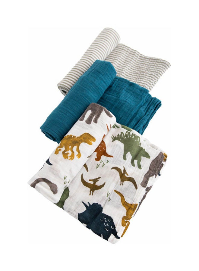 little unicorn Cotton Muslin Swaddle 3 Pack Set Dino Friends 2  - Image 2