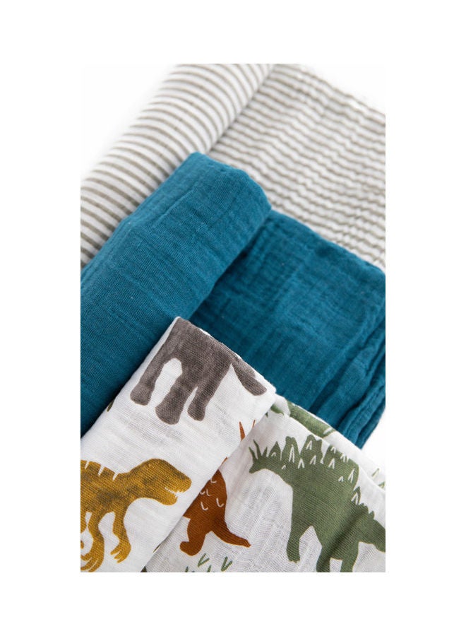 little unicorn Cotton Muslin Swaddle 3 Pack Set Dino Friends 2  - Image 3