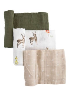 little unicorn Cotton Muslin Swaddle 3 Pack Set Oh Deer 2  - Image 2
