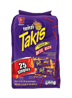Takis Fuego Mini Pepper Lime 5 Bags 1.2OZ Pack of 25