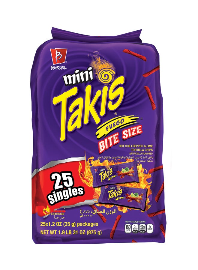Taki's - Takis Fuego Mini Pepper Lime 5 Bags 1.2OZ Pack of 25 - Image 1