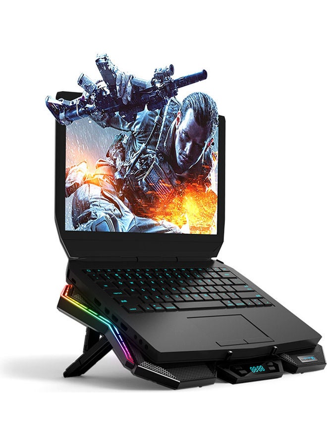COOLCOLD - K40 Laptop Cooler 6-Fan Cooling Stand with RGB Light Black - Image 1