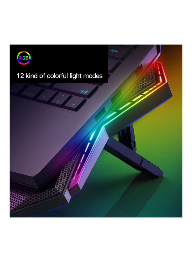 COOLCOLD - K40 Laptop Cooler 6-Fan Cooling Stand with RGB Light Black - Image 1