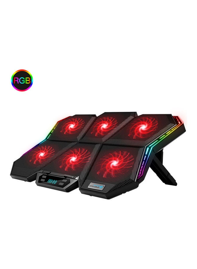 COOLCOLD - K40 Laptop Cooler 6-Fan Cooling Stand with RGB Light Black - Image 1