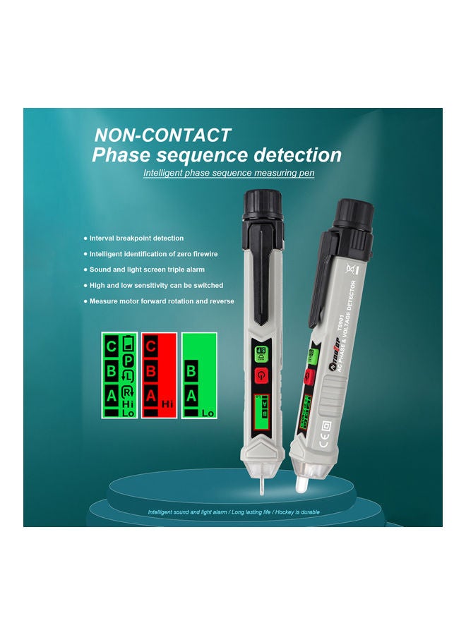 قلم اختبار الجهد ومرحلة التيار المتردد رمادي - Image 3