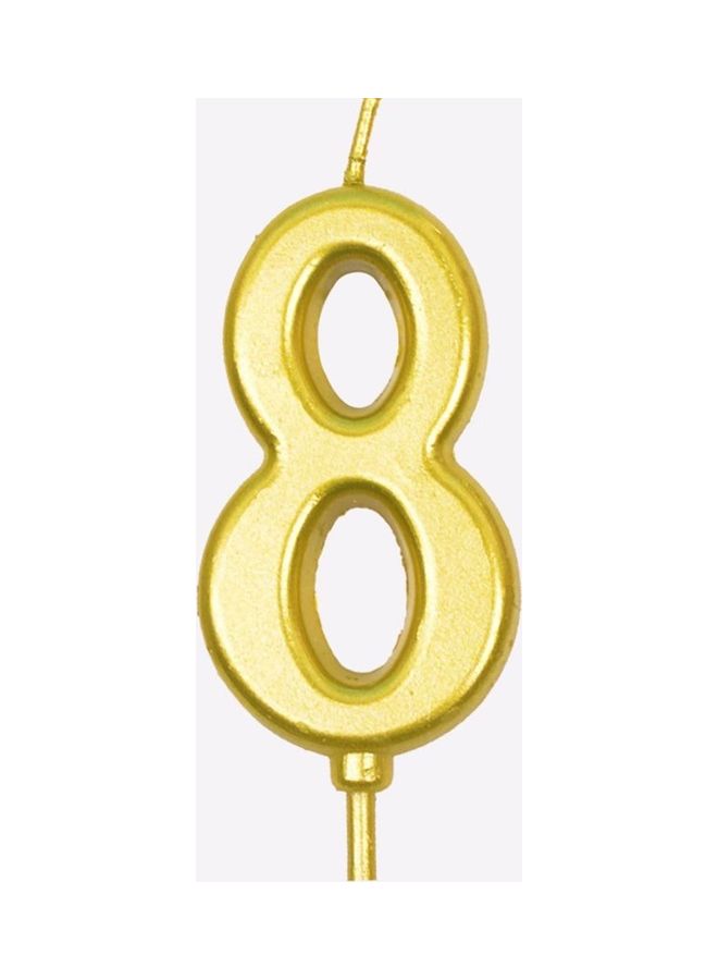 Golden Number 8 Birthday Candle  - Image 1