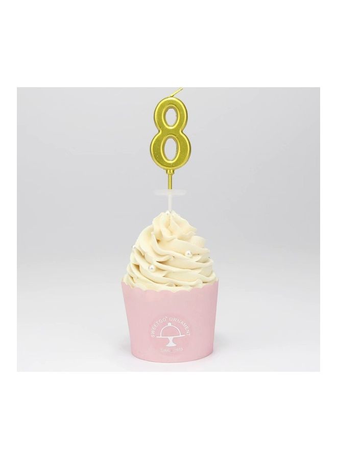 Golden Number 8 Birthday Candle  - Image 3