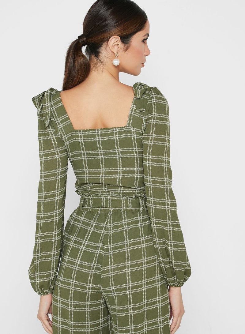 Little Mistress Fashionable Casual Jumpsuit Green/Beige  - Image 2