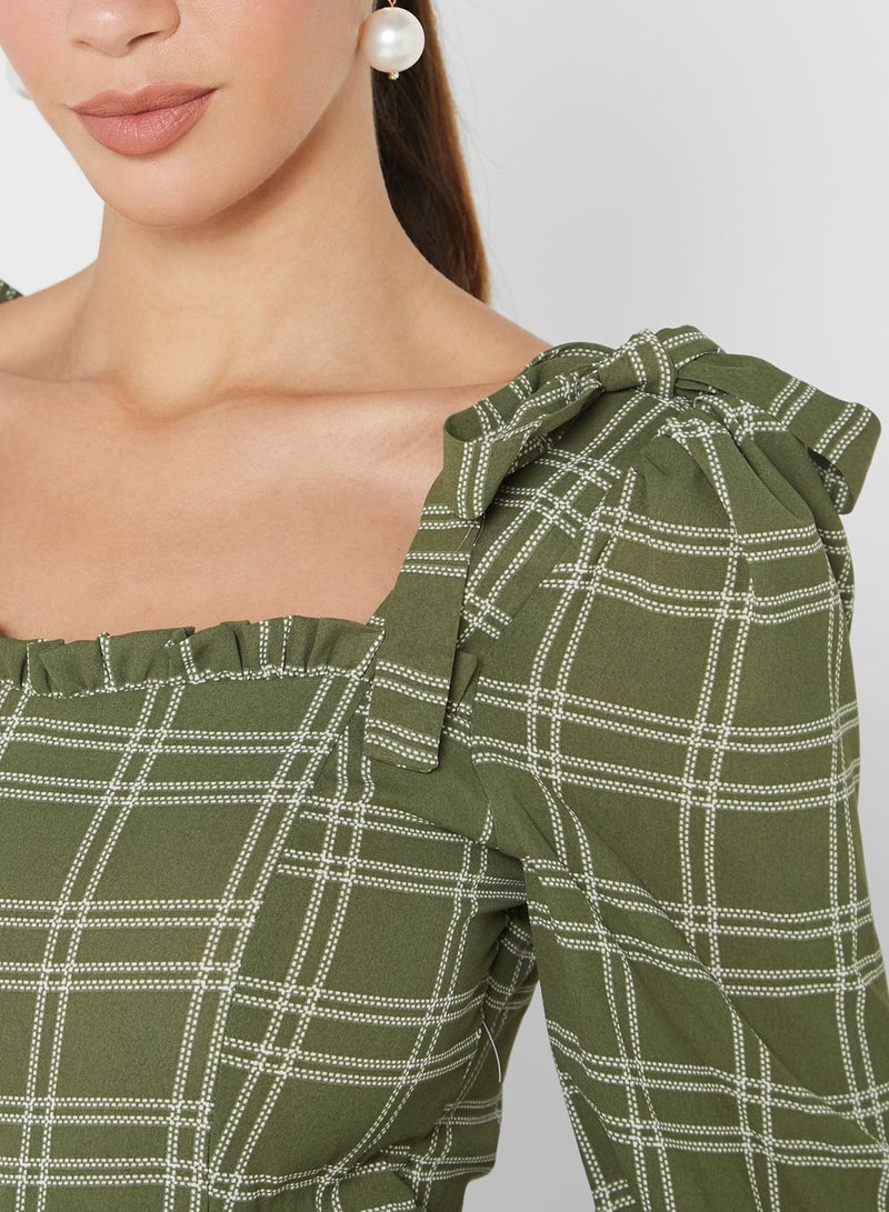 Little Mistress Fashionable Casual Jumpsuit Green/Beige  - Image 4