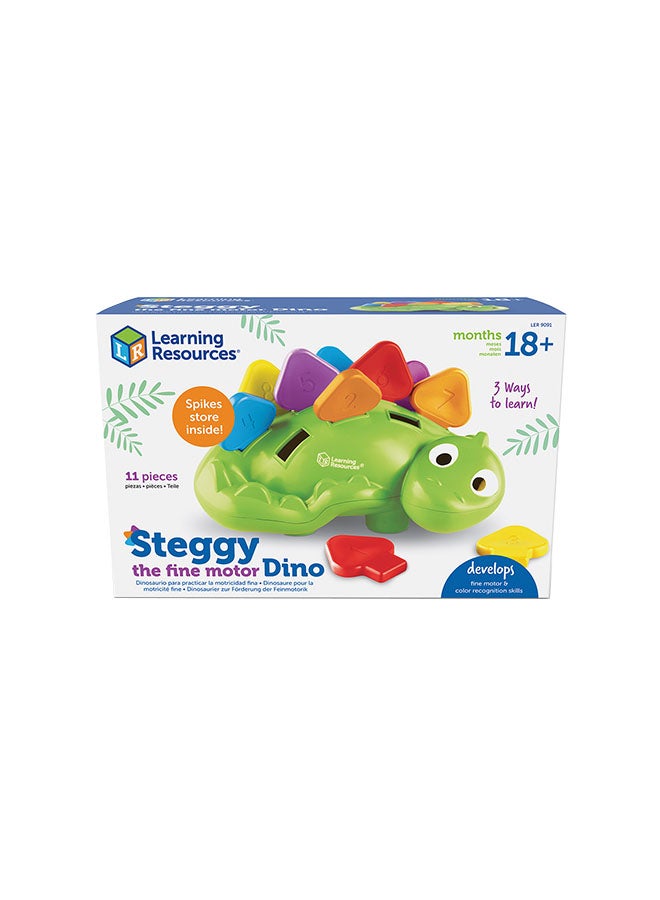 Learning Resources Steggy The Fine Motor Dino (11-Piece Set, Squeeze & Sort, Ages 18m+) - Image 1