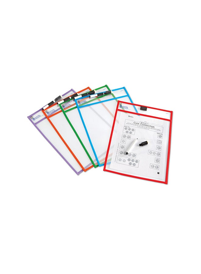 Learning Resources Write and Wipe Pockets (5-Piece Set, 25cm x 33cm, Clear Reusable Sleeves) - Image 4