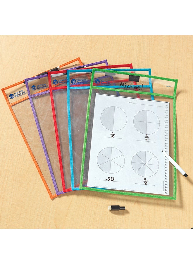 Learning Resources Write and Wipe Pockets (5-Piece Set, 25cm x 33cm, Clear Reusable Sleeves) - Image 5