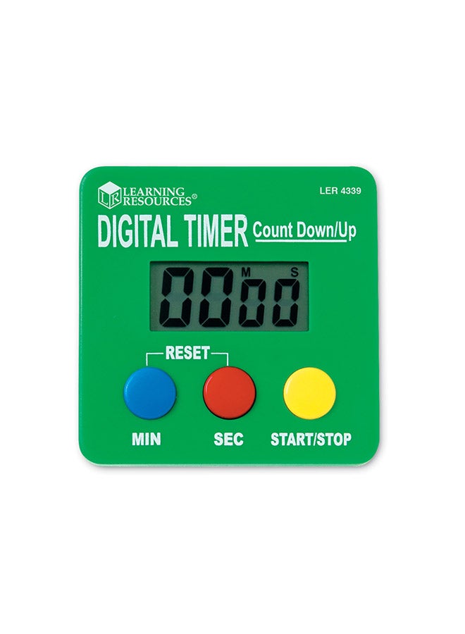 Learning Resources Digital Timer (Single, 7cm x 7cm, Blue/White, Battery Powered, Ages 3+) - Image 1