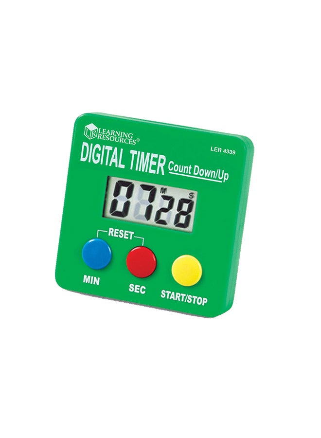 Learning Resources Digital Timer (Single, 7cm x 7cm, Blue/White, Battery Powered, Ages 3+) - Image 2
