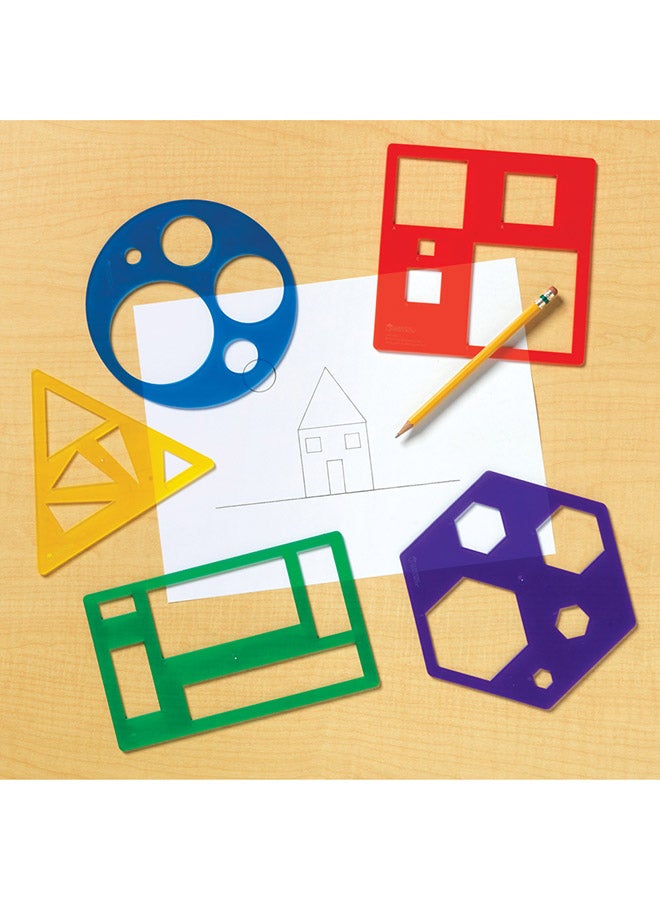 Learning Resources Primary Shapes Template Set (5-Piece, Transparent Plastic, Multi-Color, Ages 4+) - Image 2