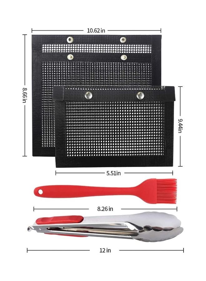 XiuWoo Bbq Mesh Grill Bags With Silicone Brush Multicolour - Image 2