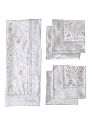5-Piece Embroidered Placemat and Table Runner Set White - v1626245471/N41176268A_1