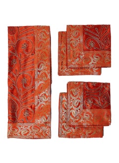 5-Piece Embroidered Placemat and Table Runner Set Red