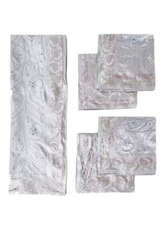 Ikras 5-Piece Embroidered Placemat and Table Runner Set Silver  - Image 1