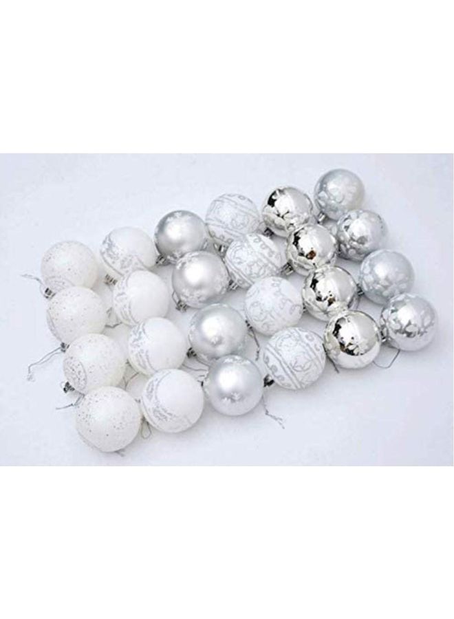 24-Piece Christmas Tree Decorative Balls Silver 4cm