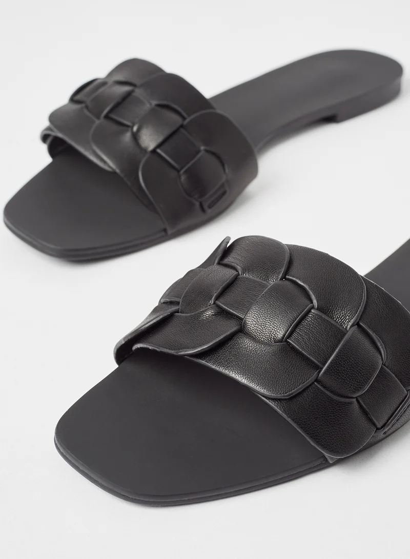 Mohito Woven Strap Flat Sandals Black