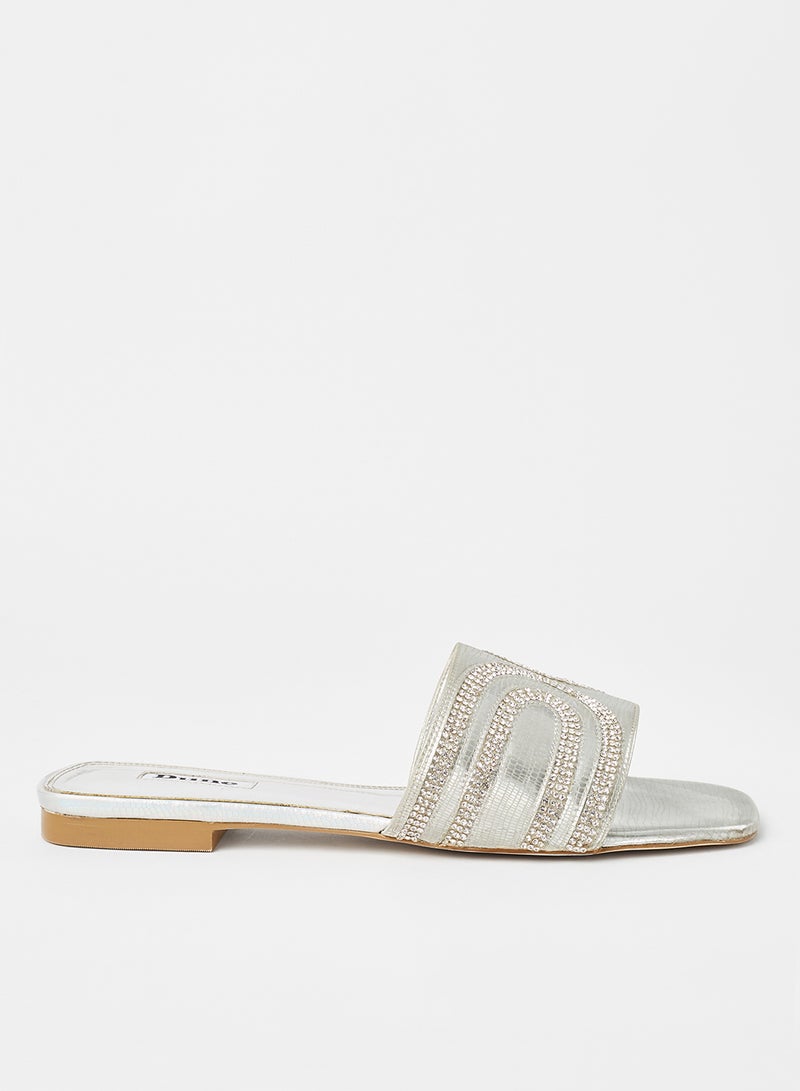 Dune LONDON Naveen Embellished Flat Sandals Silver  - Image 1