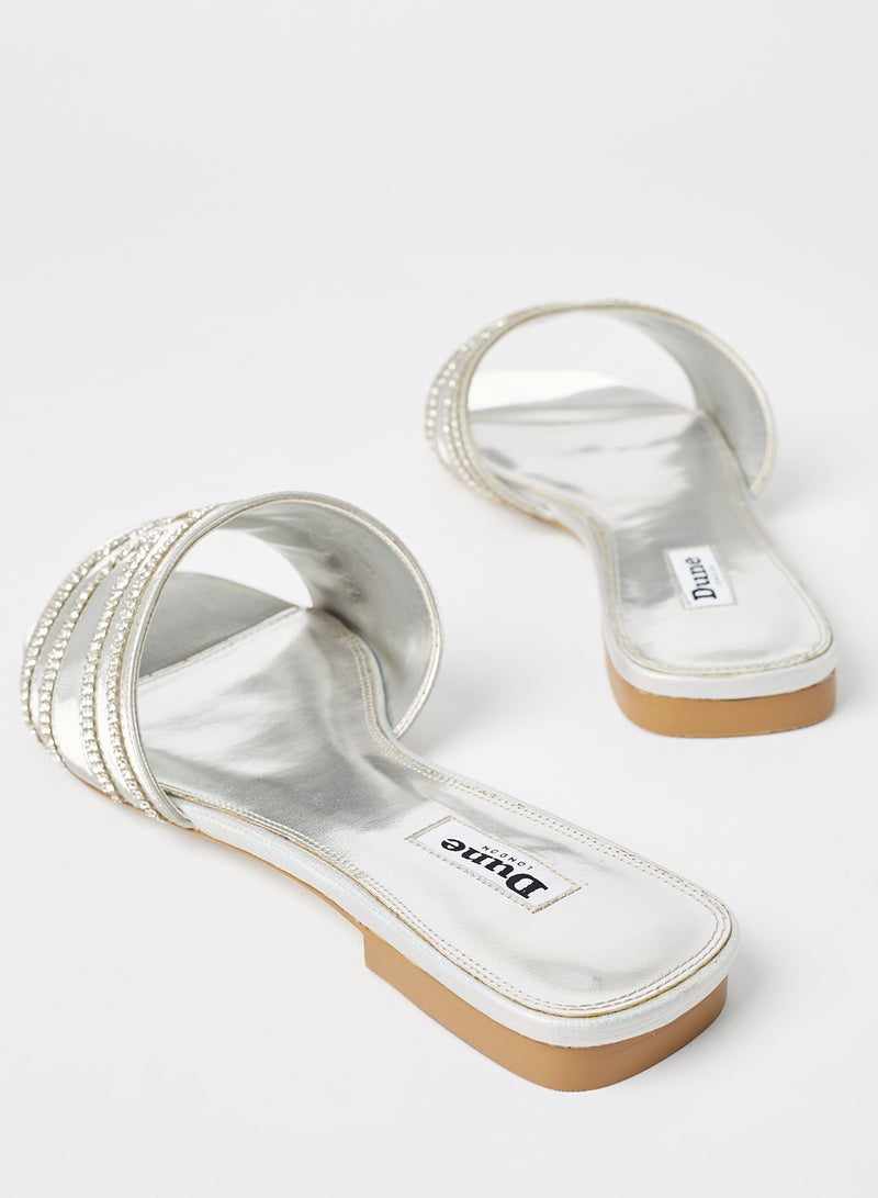 Dune LONDON Naveen Embellished Flat Sandals Silver  - Image 3