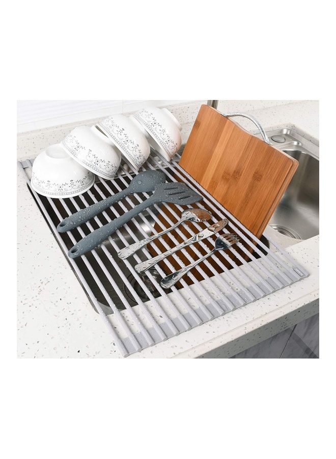 Alfa.life Multipurpose Roll-Up Dish Drying Rack Grey 43x33x0.6cm - Image 3
