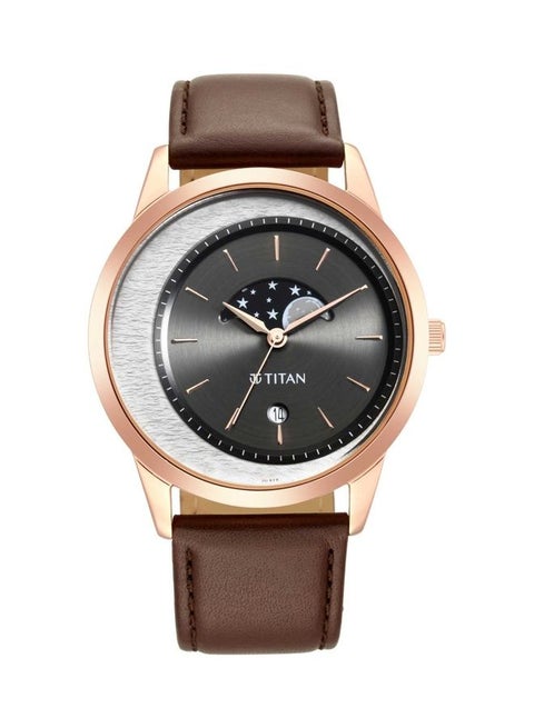 Men's Crescent Leather Strap Watch   1806WL04
