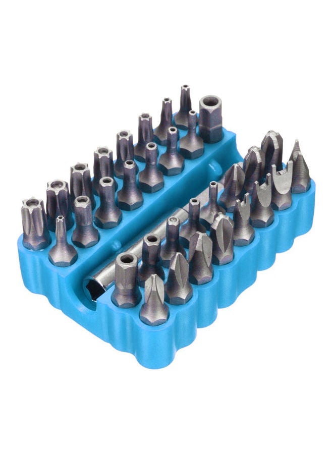 طقم لقم ورؤوس لمفك البراغي، مكون من 33 قطعة باللون: الأزرق