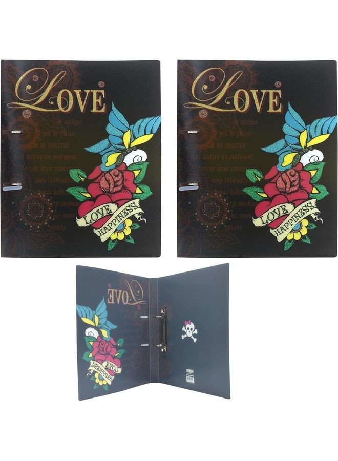 2-Piece Love Happiness Design Ring Binder File Multicolour - Image 1