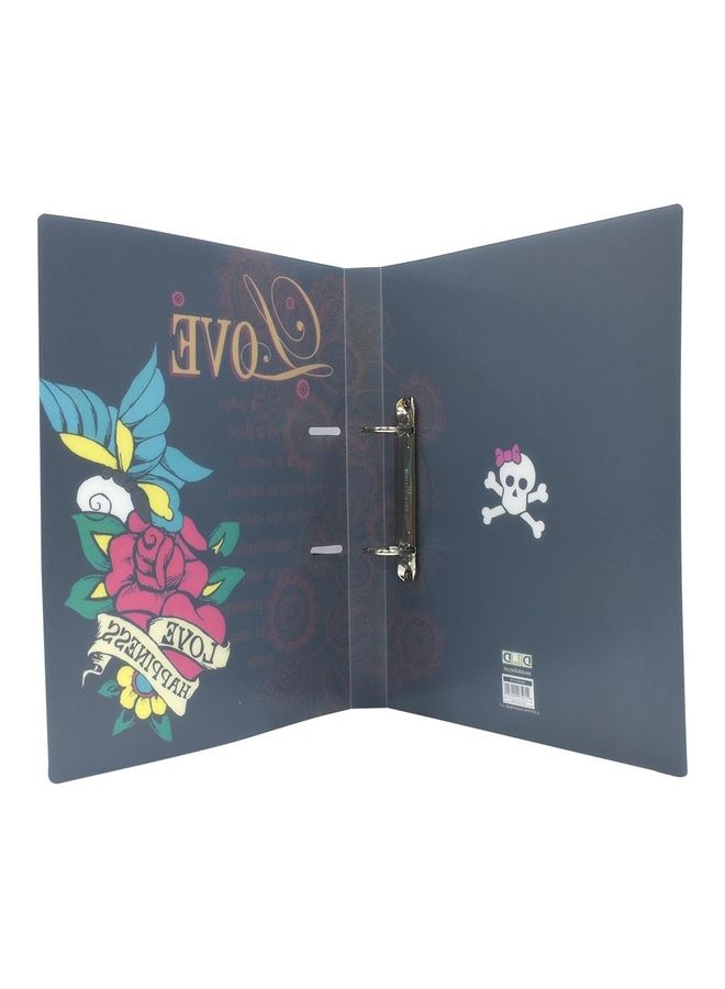 2-Piece Love Happiness Design Ring Binder File Multicolour - Image 2