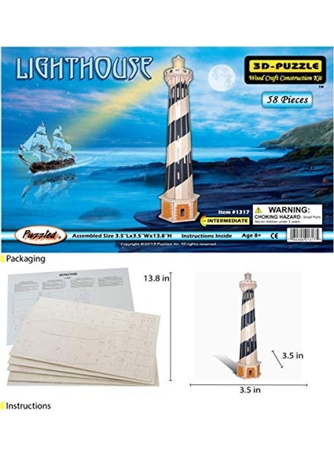 Puzzled Light House 3D Jigsaw Wooden Puzzle Kit  - Image 1