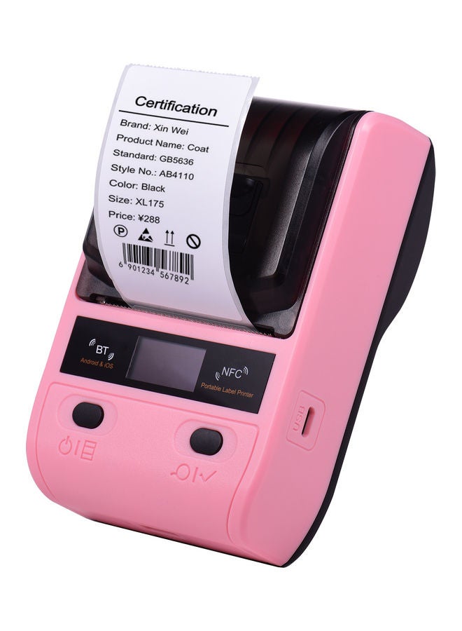 Aibecy 58mm Portable BT Connection Thermal Label Printer Pink - Image 1