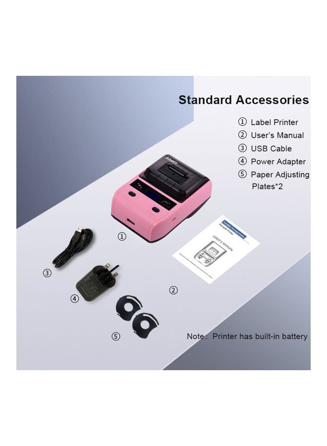 Aibecy 58mm Portable BT Connection Thermal Label Printer Pink - Image 2