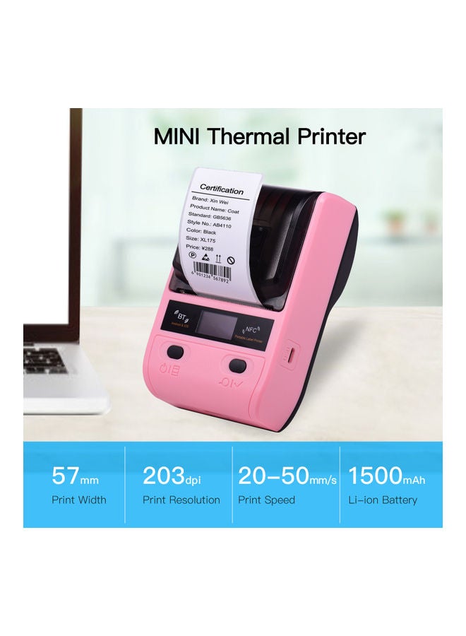 Aibecy 58mm Portable BT Connection Thermal Label Printer Pink - Image 3