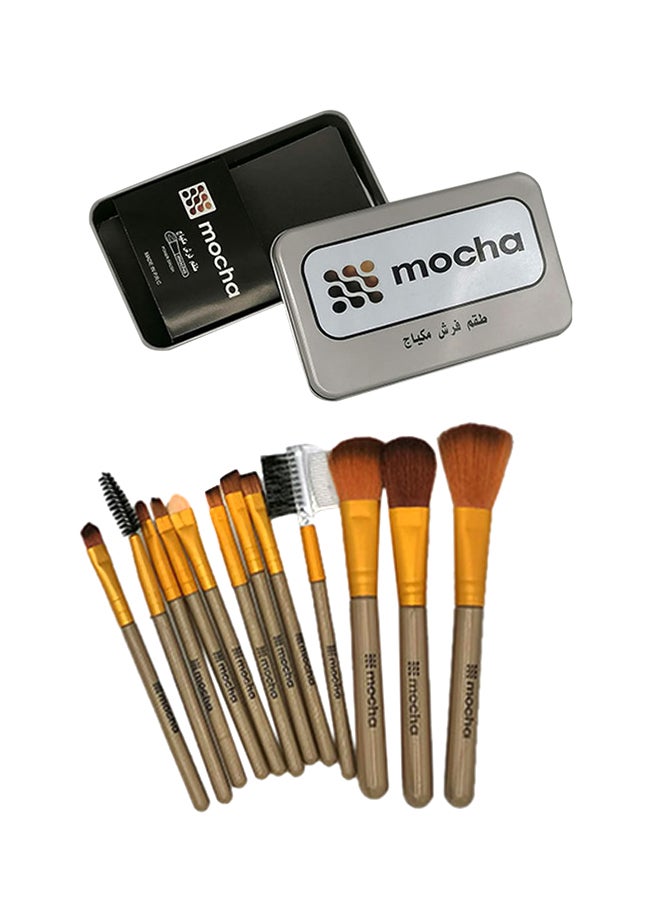 MOCHA 12-Piece Makeup Brushes Set With Metal Box Gold 